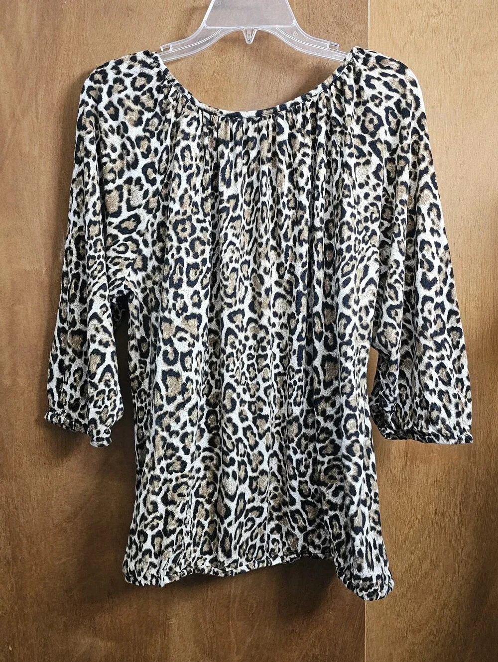 Michael Kors womens 1x leopard print 3/4 sleeve top shirt blouse plus